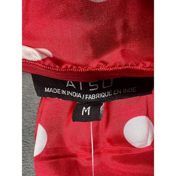 Anthropologie Astu Sally Bow Midi Dress Size Medium Red Polka Dot - Picture 8 of 10